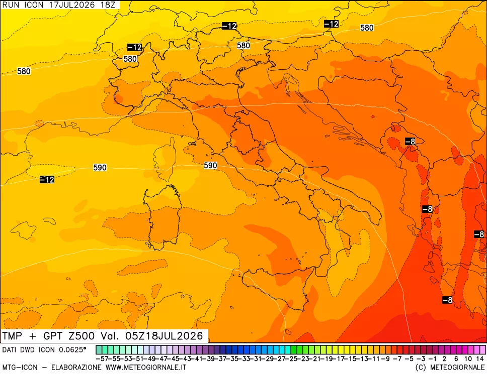 mappa 500 hPa Temp + GPT