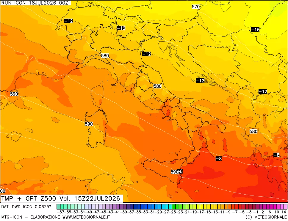 mappa 500 hPa Temp + GPT