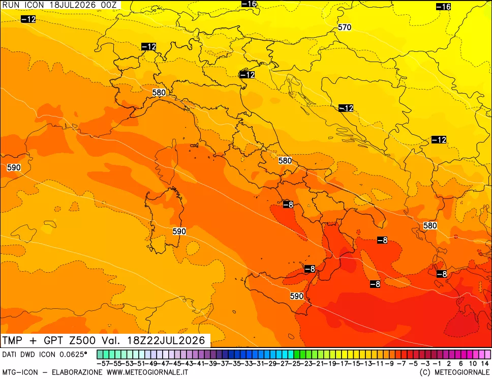 mappa 500 hPa Temp + GPT