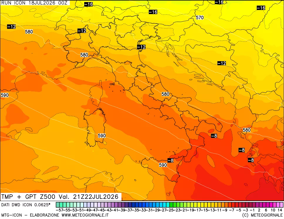 mappa 500 hPa Temp + GPT