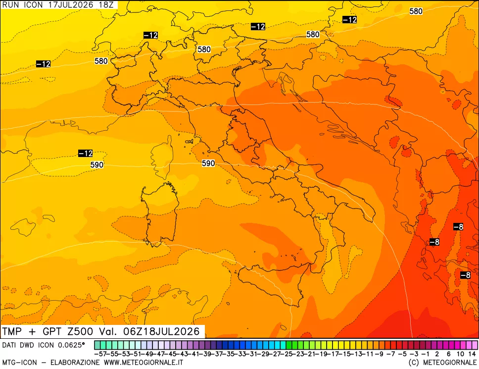 mappa 500 hPa Temp + GPT