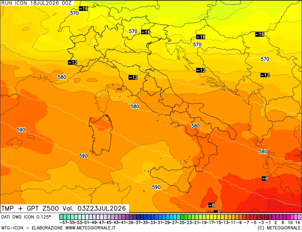 mappa 500 hPa Temp + GPT