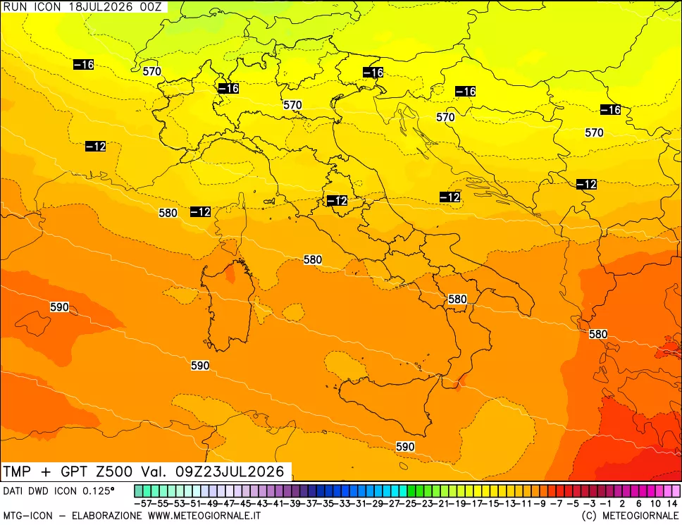 mappa 500 hPa Temp + GPT