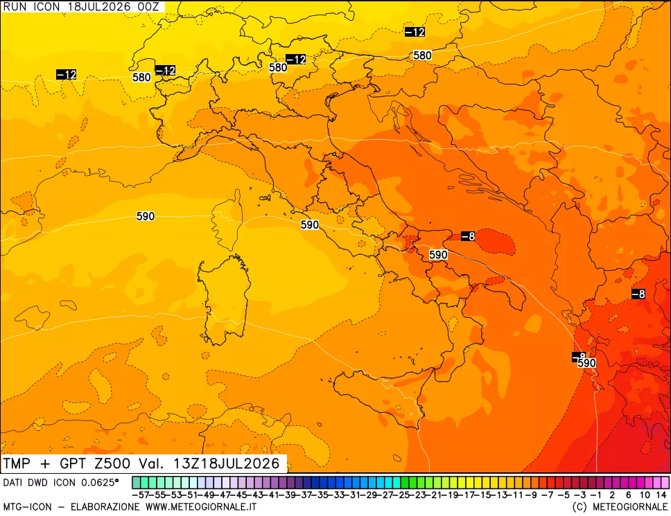 mappa 500 hPa Temp + GPT