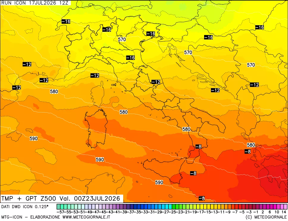 mappa 500 hPa Temp + GPT