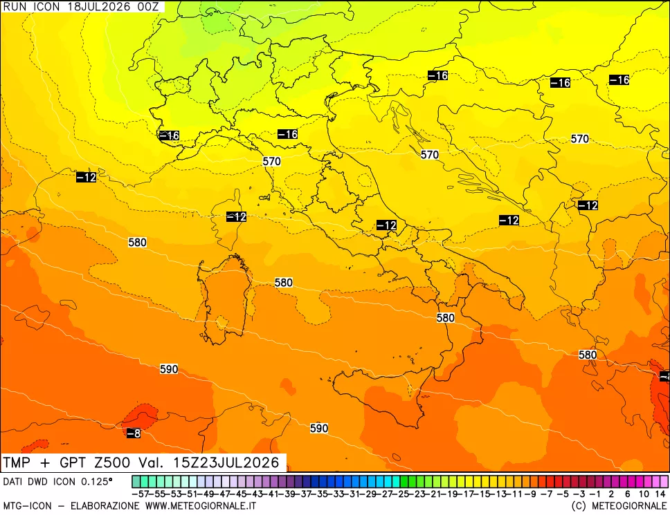 mappa 500 hPa Temp + GPT