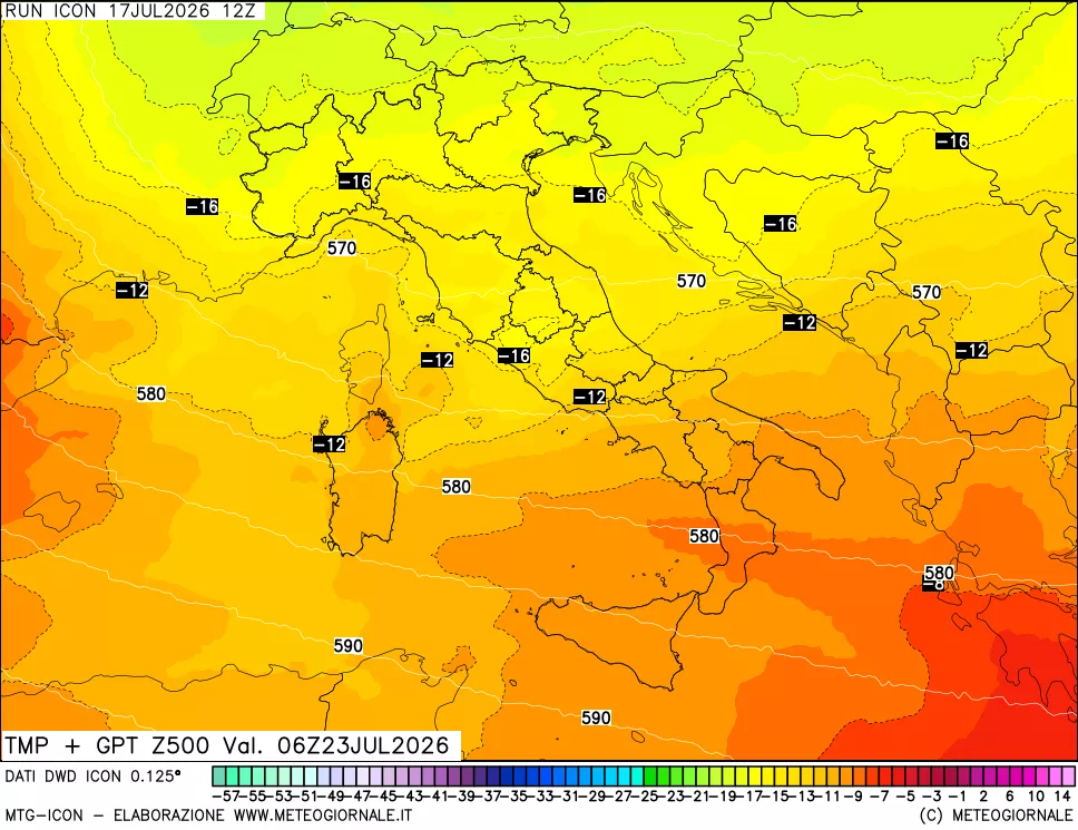 mappa 500 hPa Temp + GPT