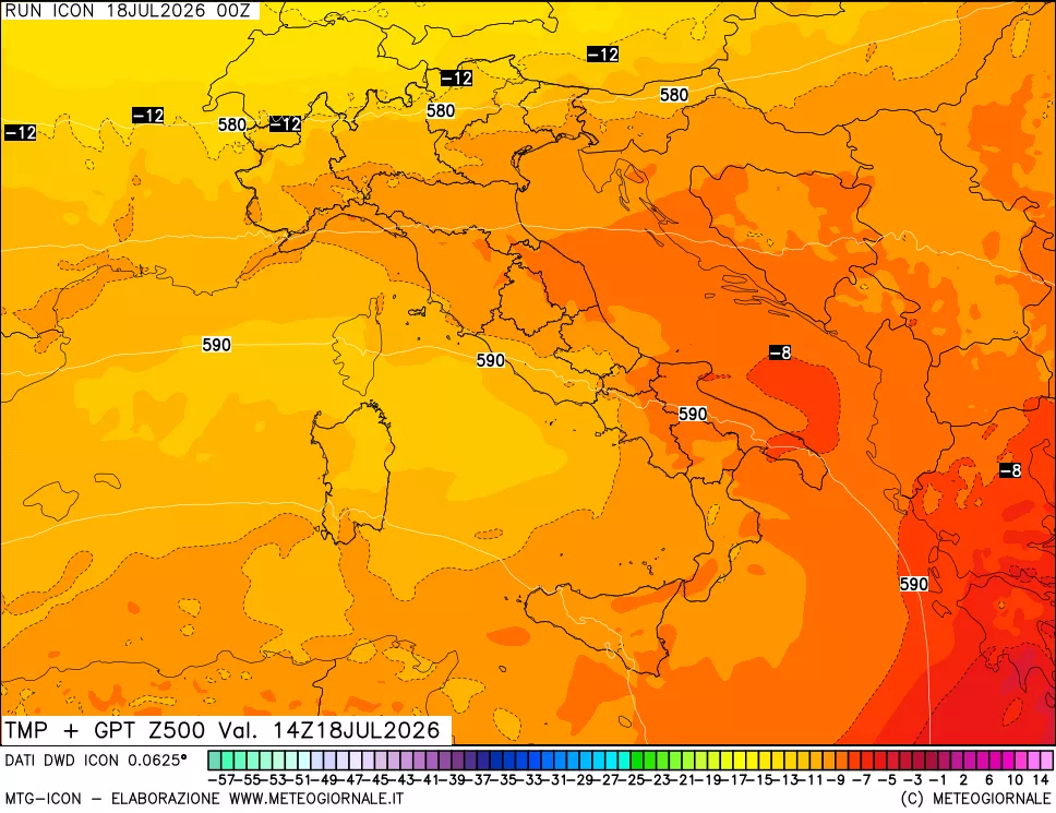 mappa 500 hPa Temp + GPT