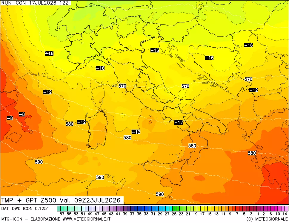 mappa 500 hPa Temp + GPT