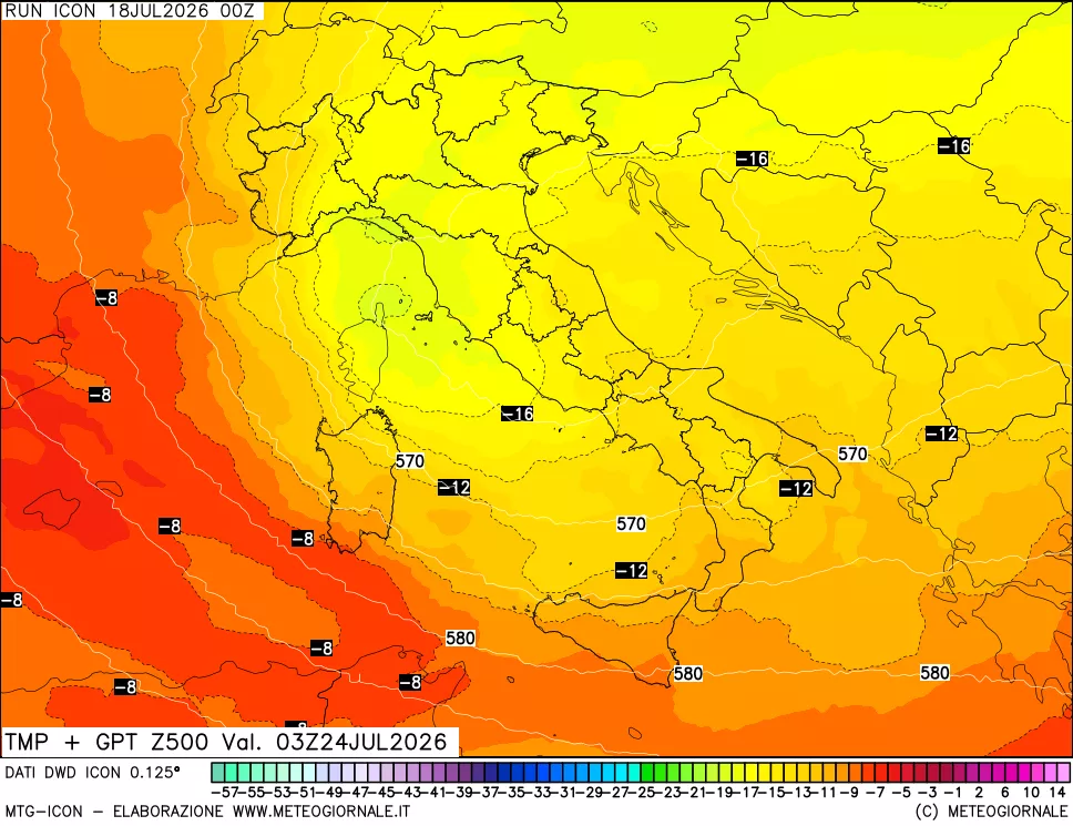 mappa 500 hPa Temp + GPT