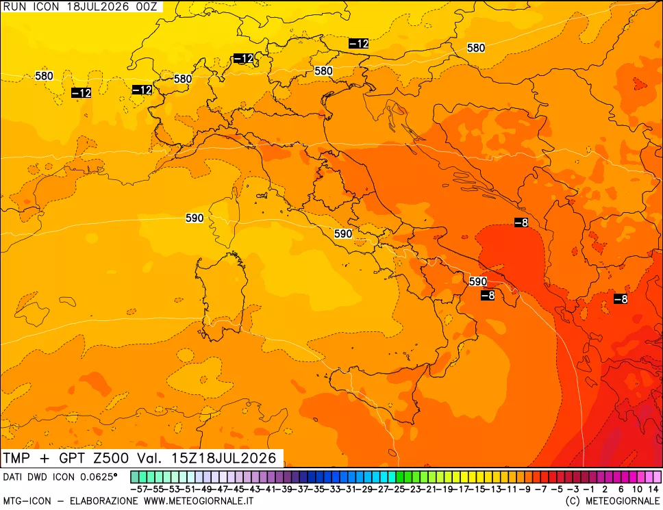 mappa 500 hPa Temp + GPT