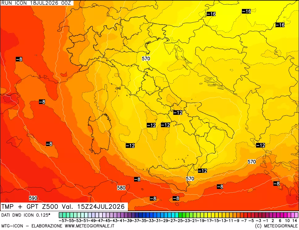 mappa 500 hPa Temp + GPT