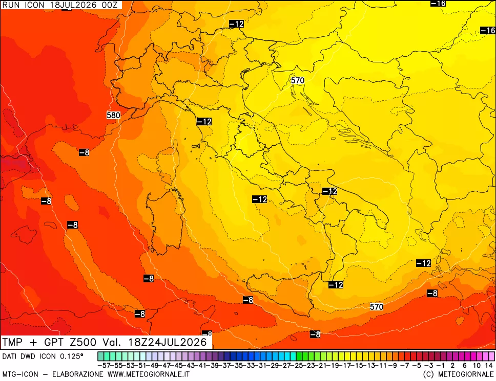 mappa 500 hPa Temp + GPT