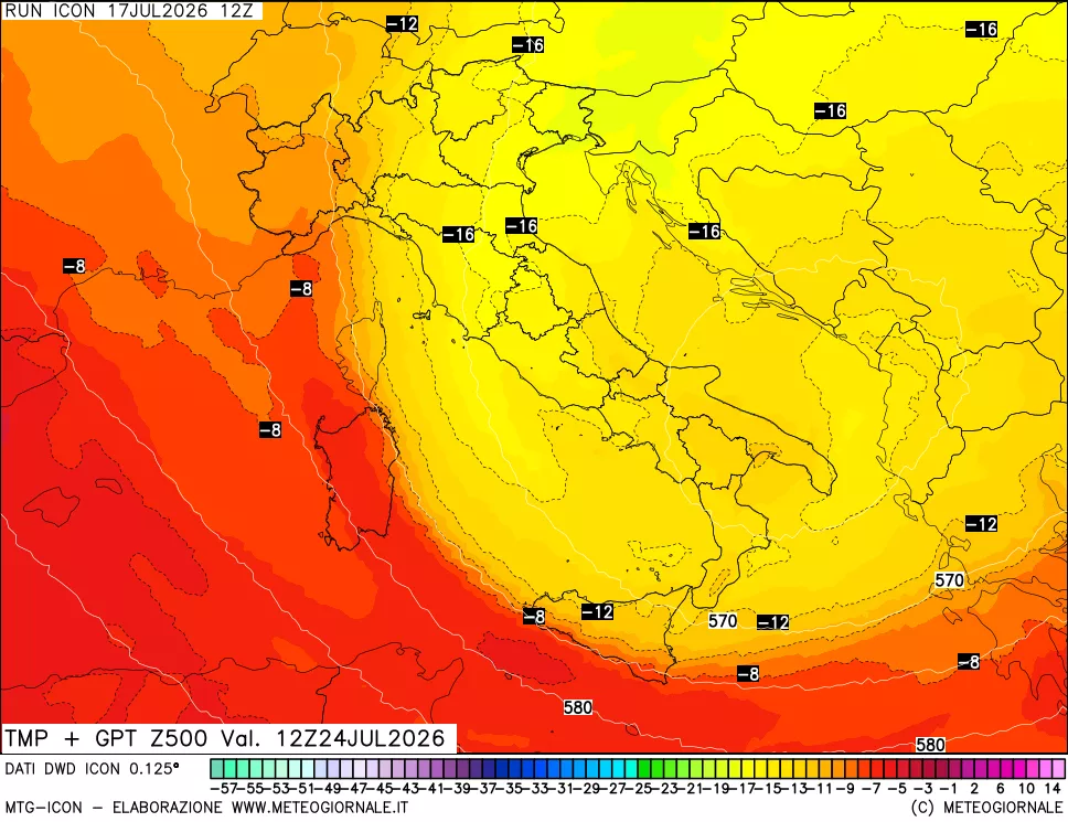 mappa 500 hPa Temp + GPT