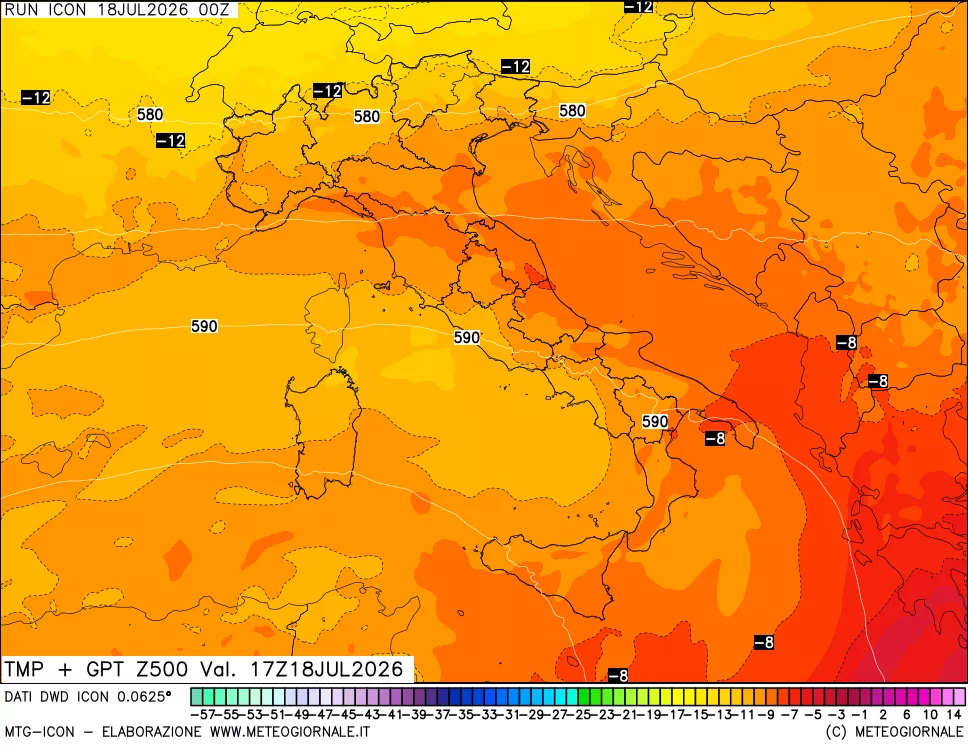 mappa 500 hPa Temp + GPT