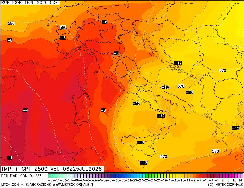 mappa 500 hPa Temp + GPT