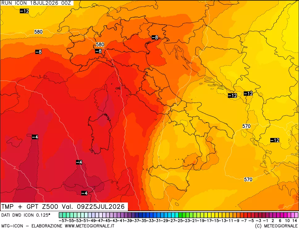 mappa 500 hPa Temp + GPT