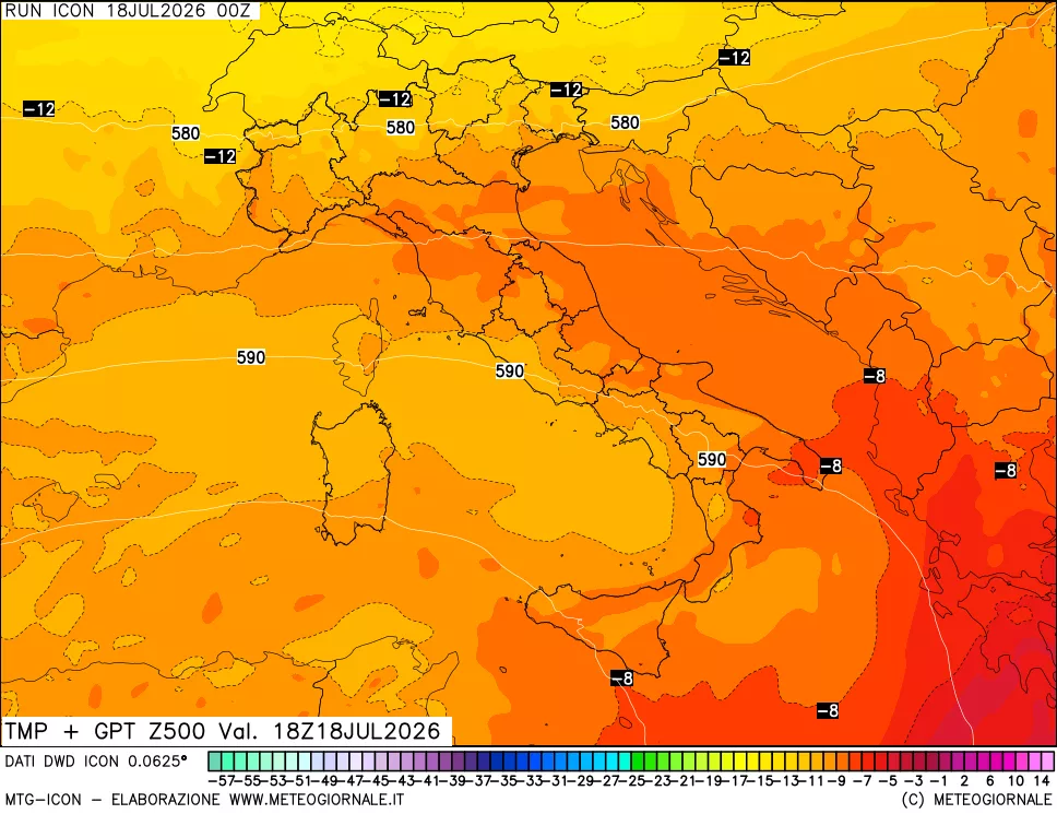 mappa 500 hPa Temp + GPT