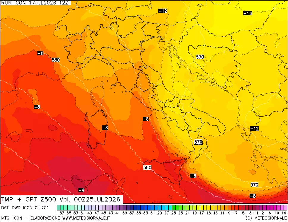 mappa 500 hPa Temp + GPT