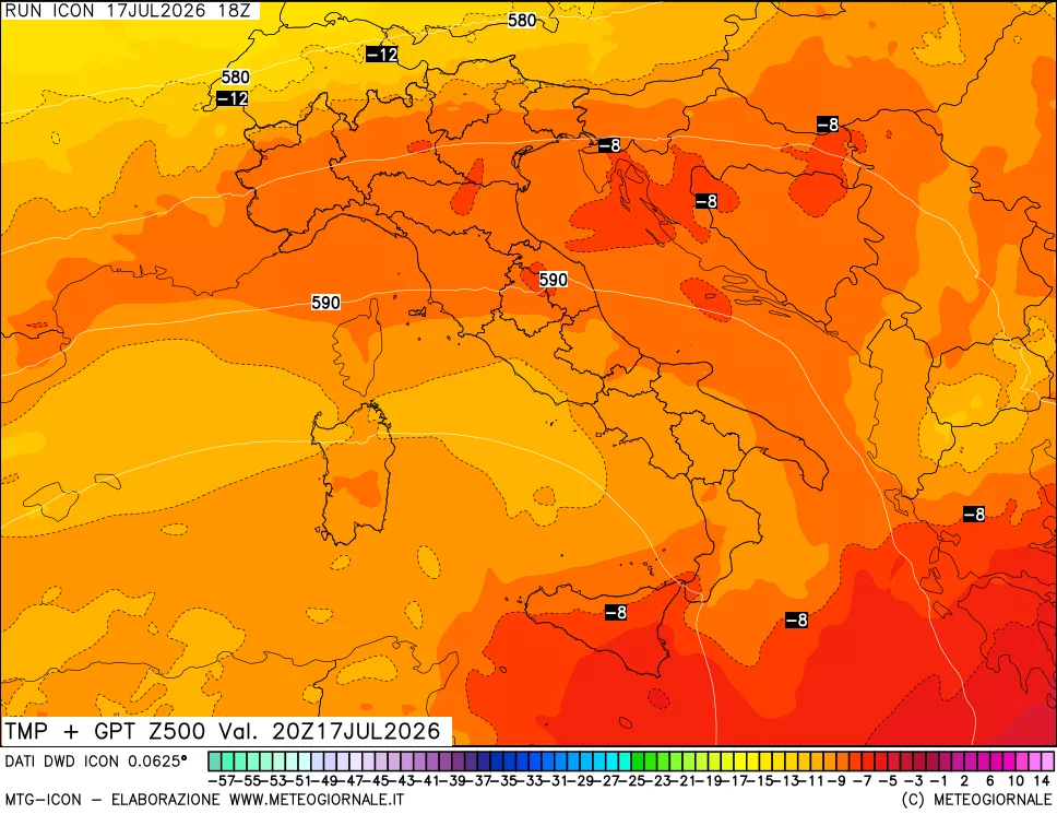 mappa 500 hPa Temp + GPT