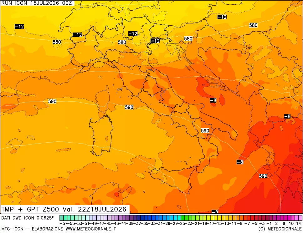 mappa 500 hPa Temp + GPT