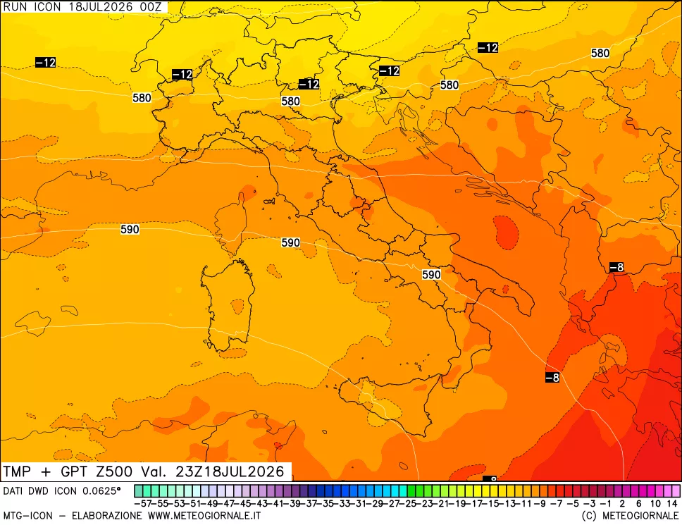 mappa 500 hPa Temp + GPT