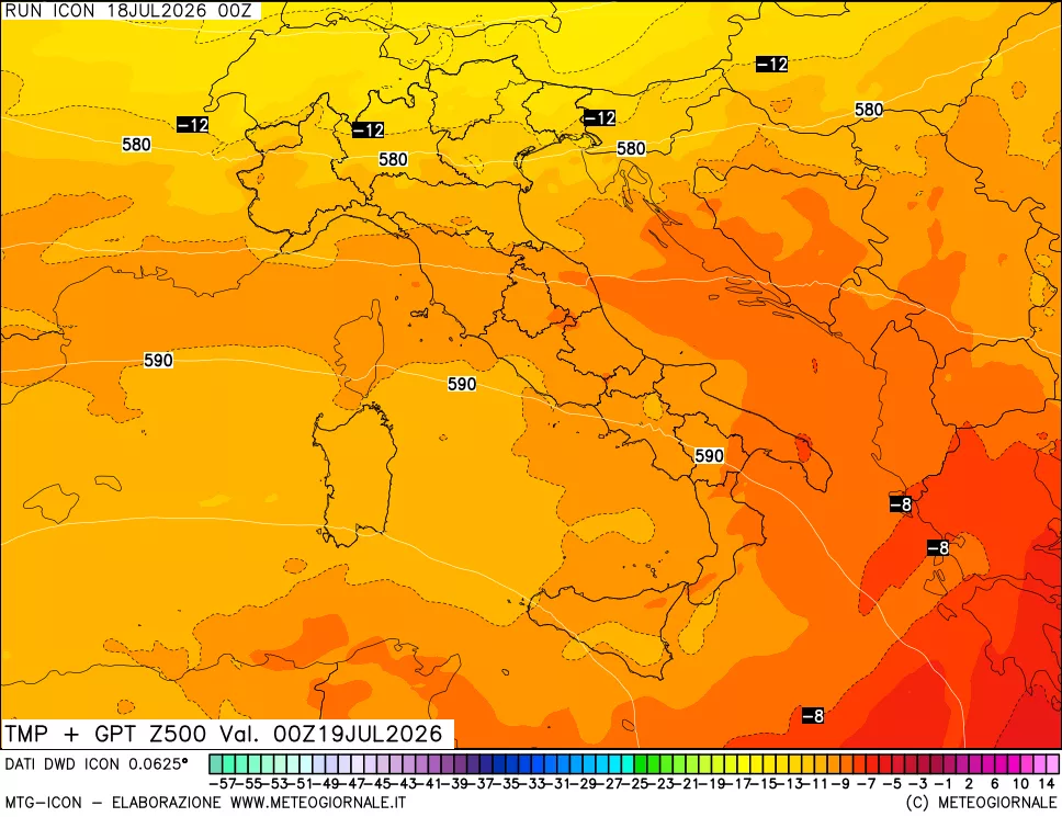 mappa 500 hPa Temp + GPT