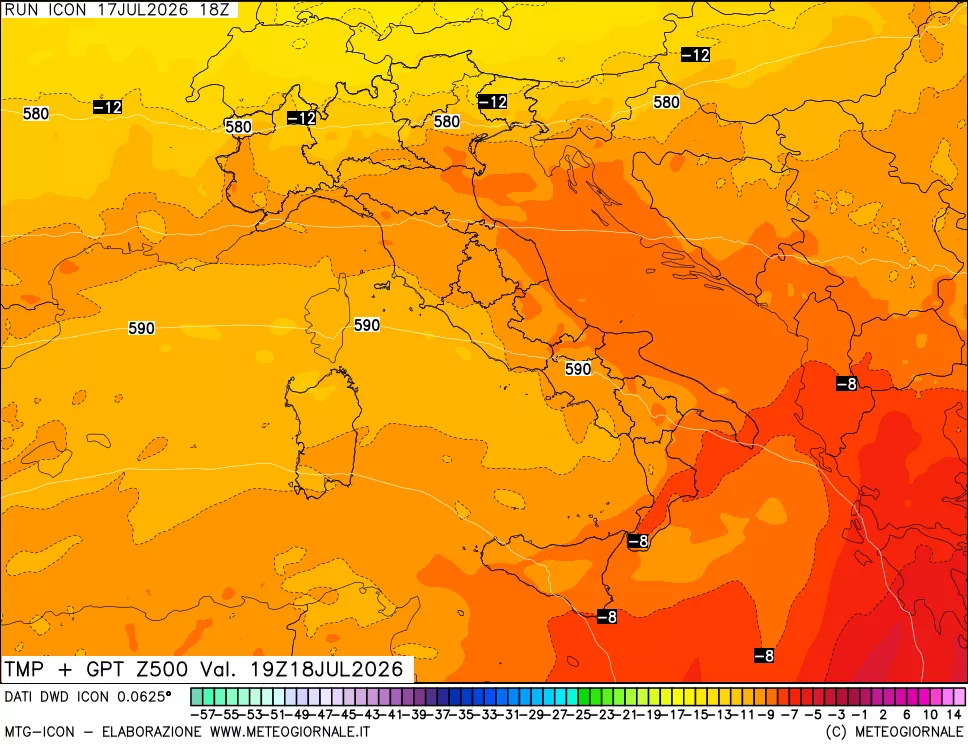 mappa 500 hPa Temp + GPT