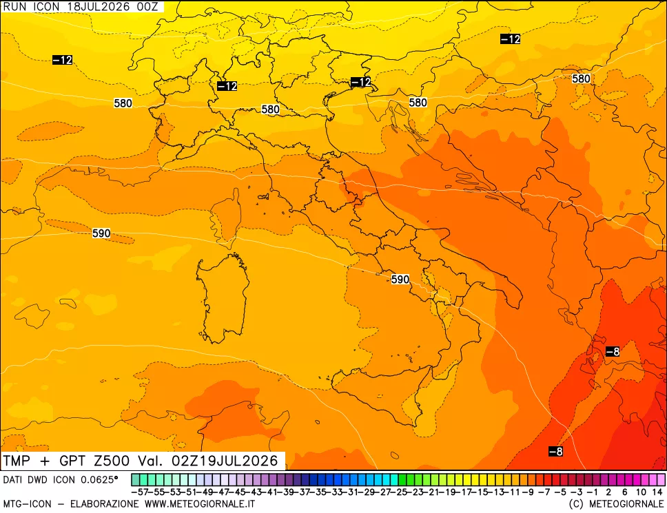 mappa 500 hPa Temp + GPT