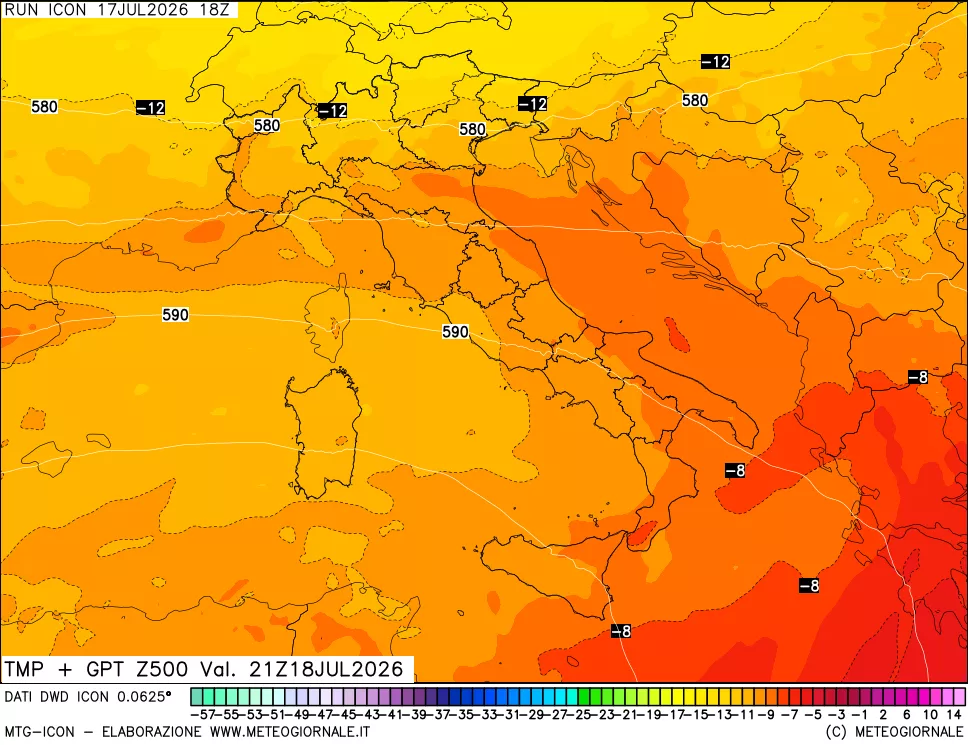 mappa 500 hPa Temp + GPT