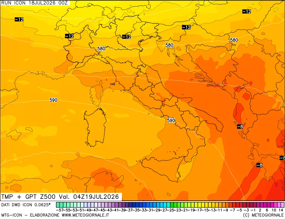 mappa 500 hPa Temp + GPT