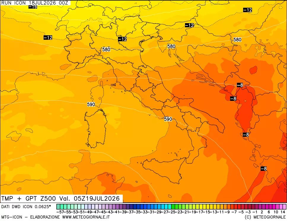 mappa 500 hPa Temp + GPT