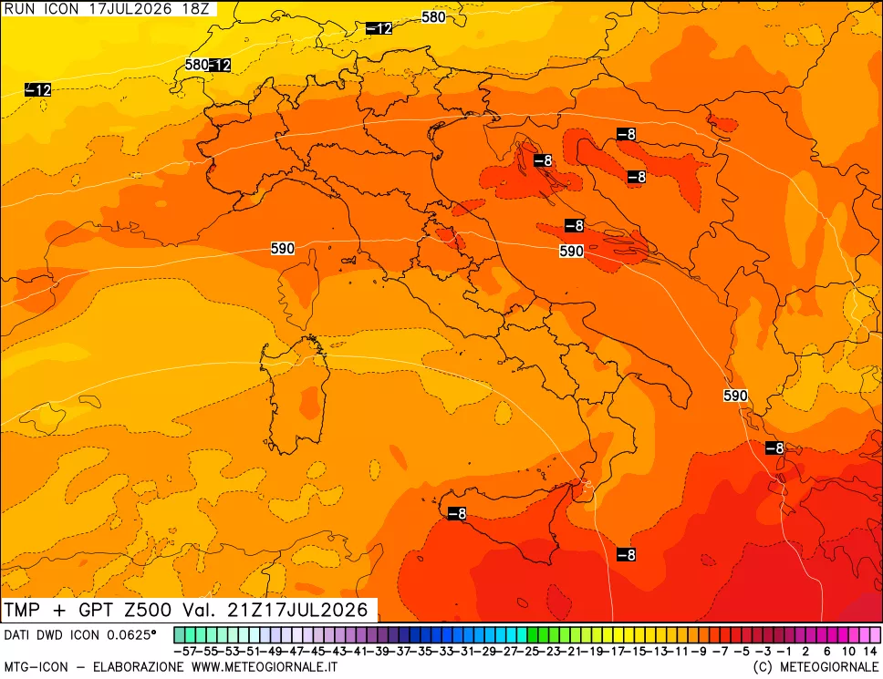 mappa 500 hPa Temp + GPT