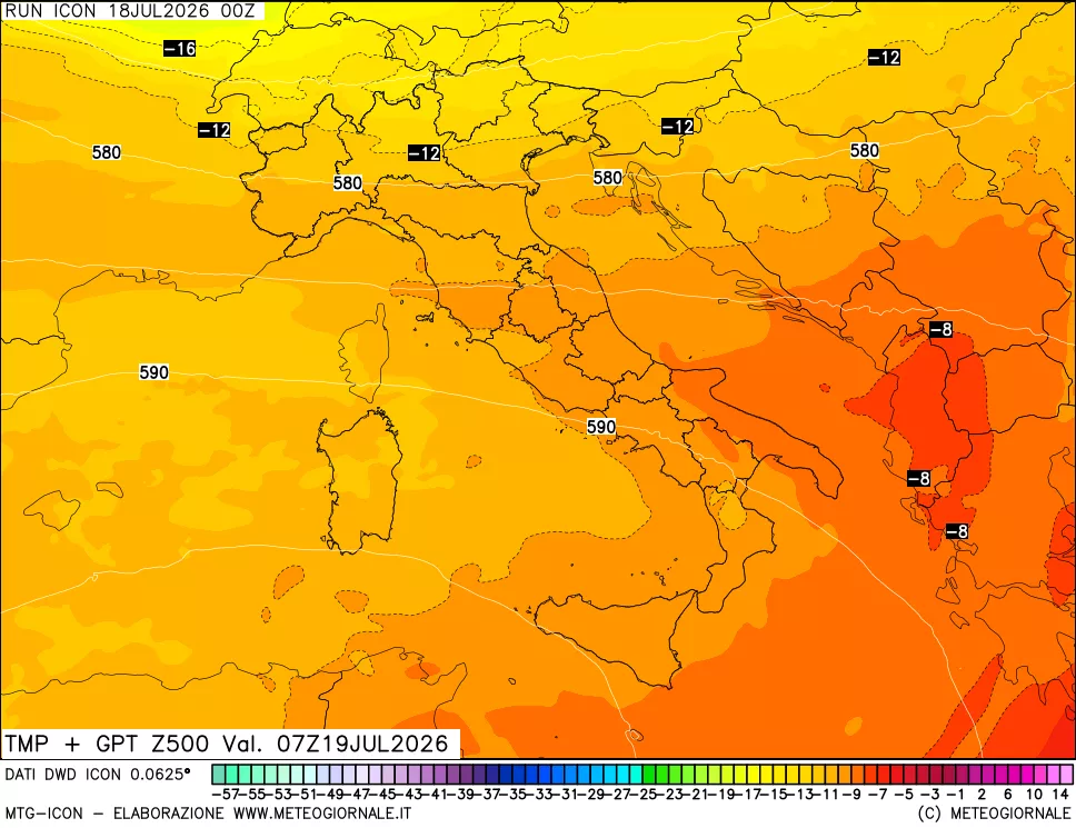 mappa 500 hPa Temp + GPT