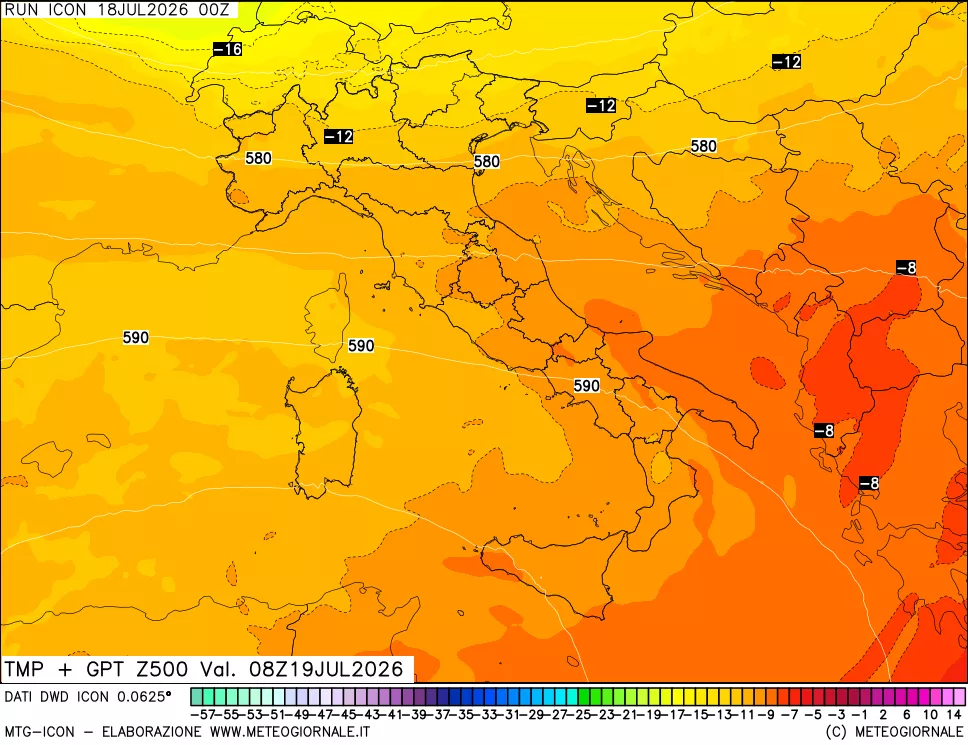 mappa 500 hPa Temp + GPT