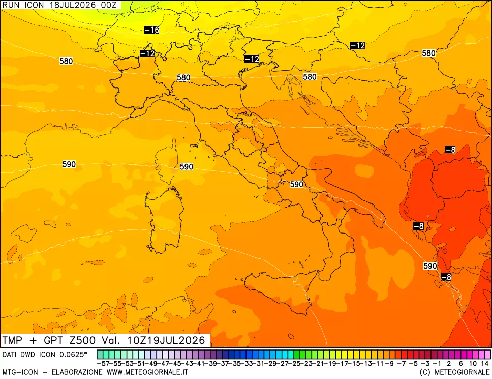 mappa 500 hPa Temp + GPT