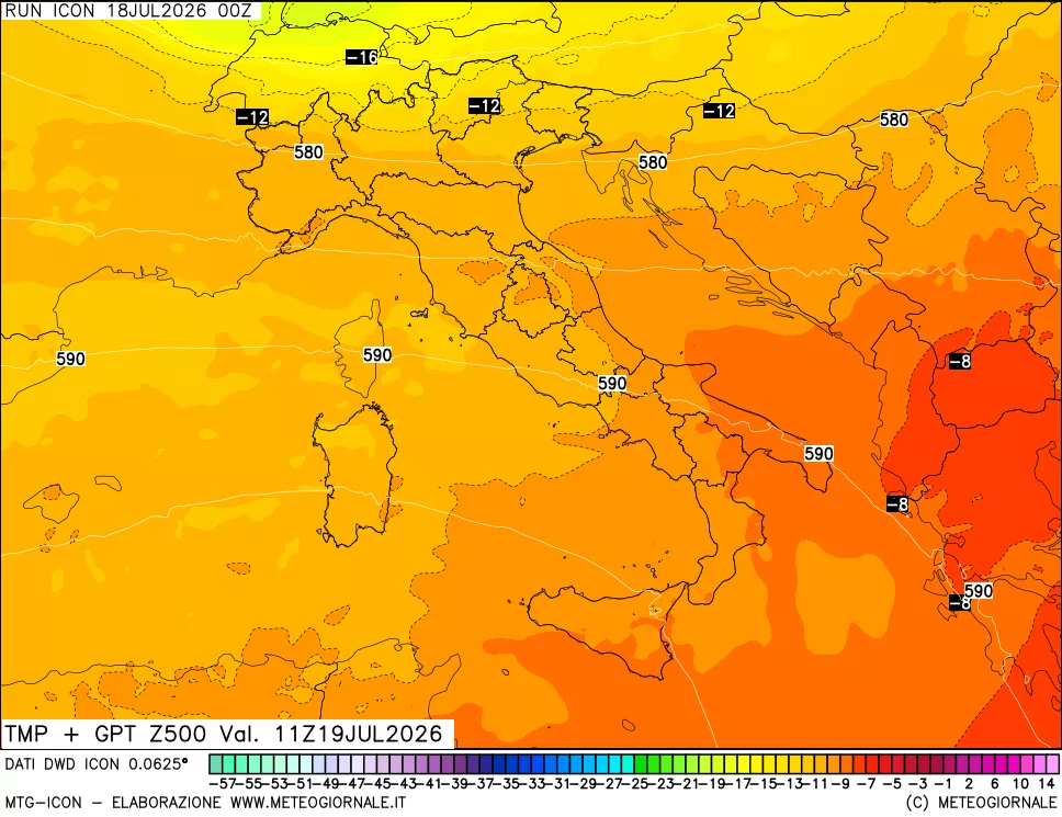 mappa 500 hPa Temp + GPT