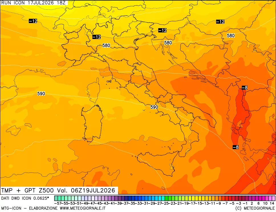 mappa 500 hPa Temp + GPT