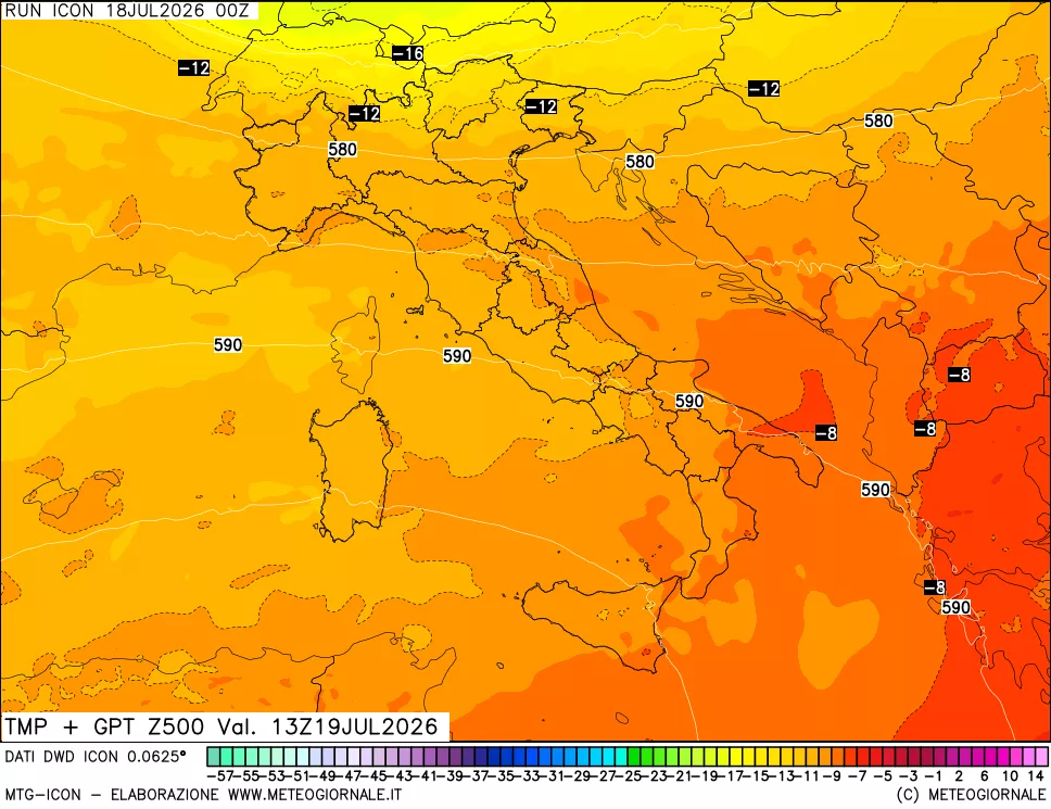 mappa 500 hPa Temp + GPT