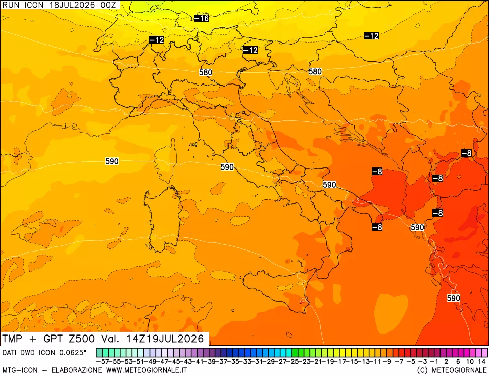 mappa 500 hPa Temp + GPT