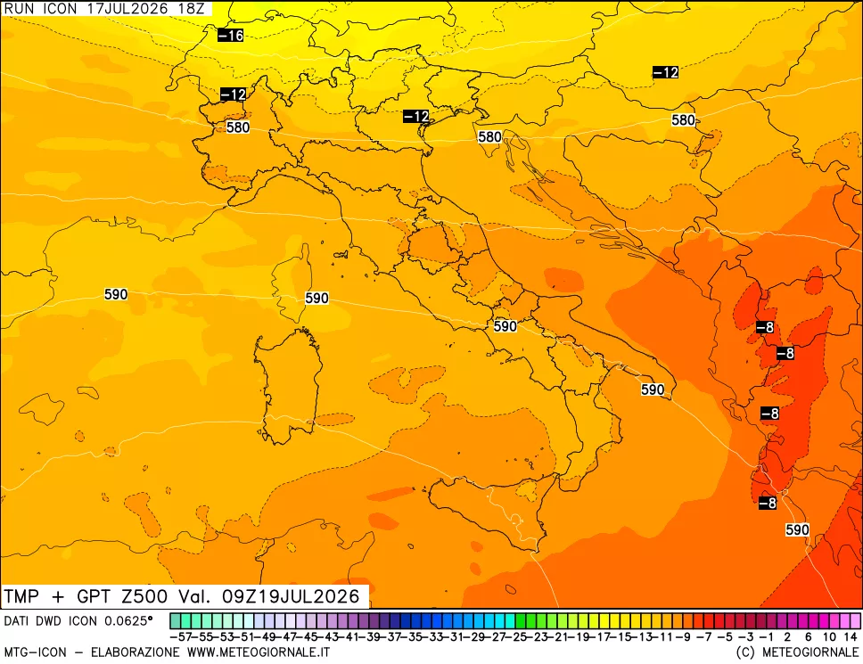 mappa 500 hPa Temp + GPT