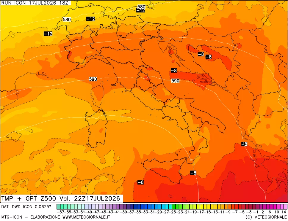 mappa 500 hPa Temp + GPT