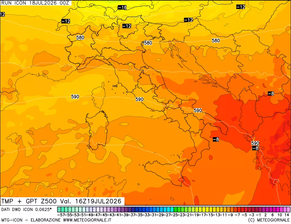 mappa 500 hPa Temp + GPT