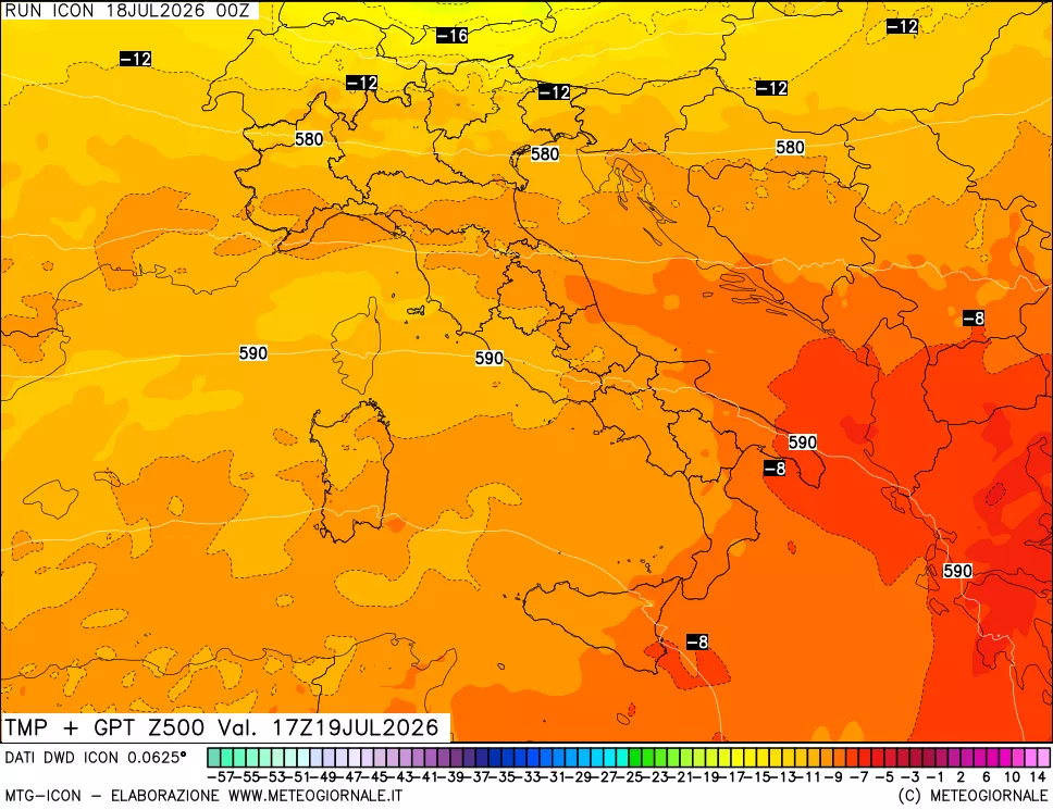 mappa 500 hPa Temp + GPT