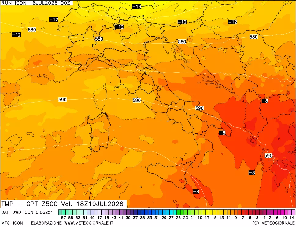 mappa 500 hPa Temp + GPT