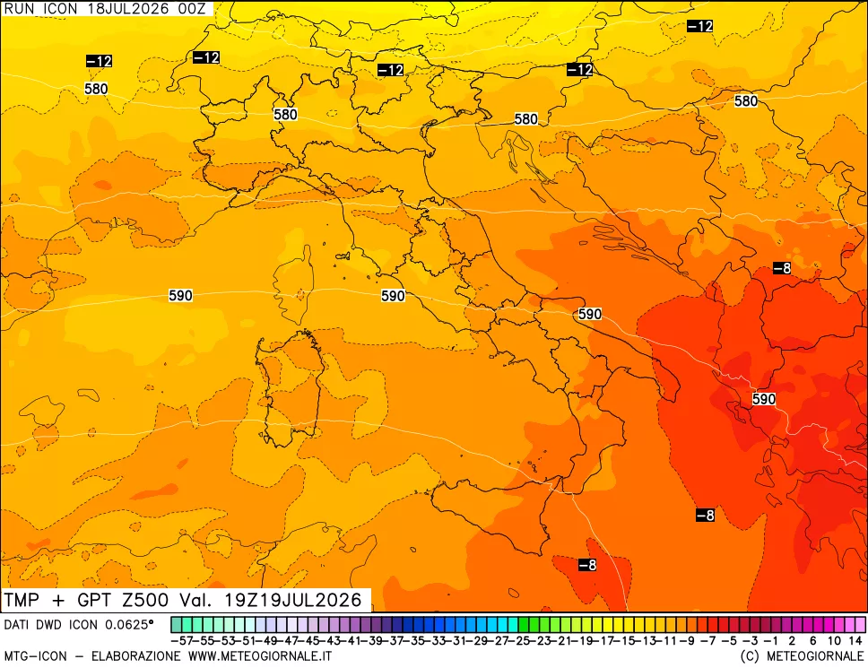 mappa 500 hPa Temp + GPT
