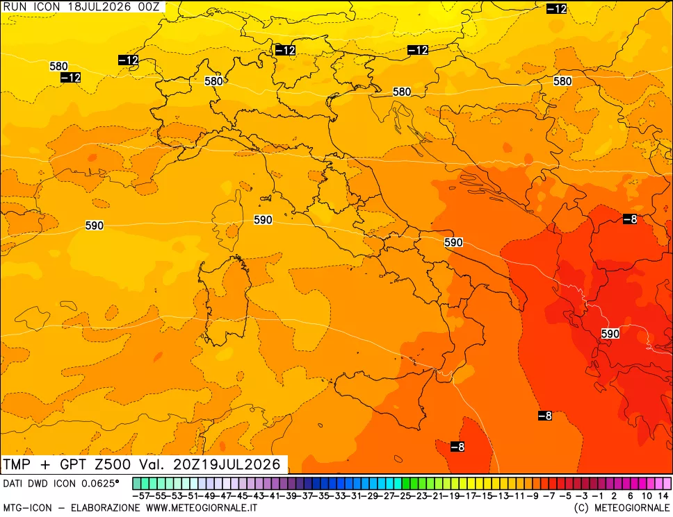 mappa 500 hPa Temp + GPT