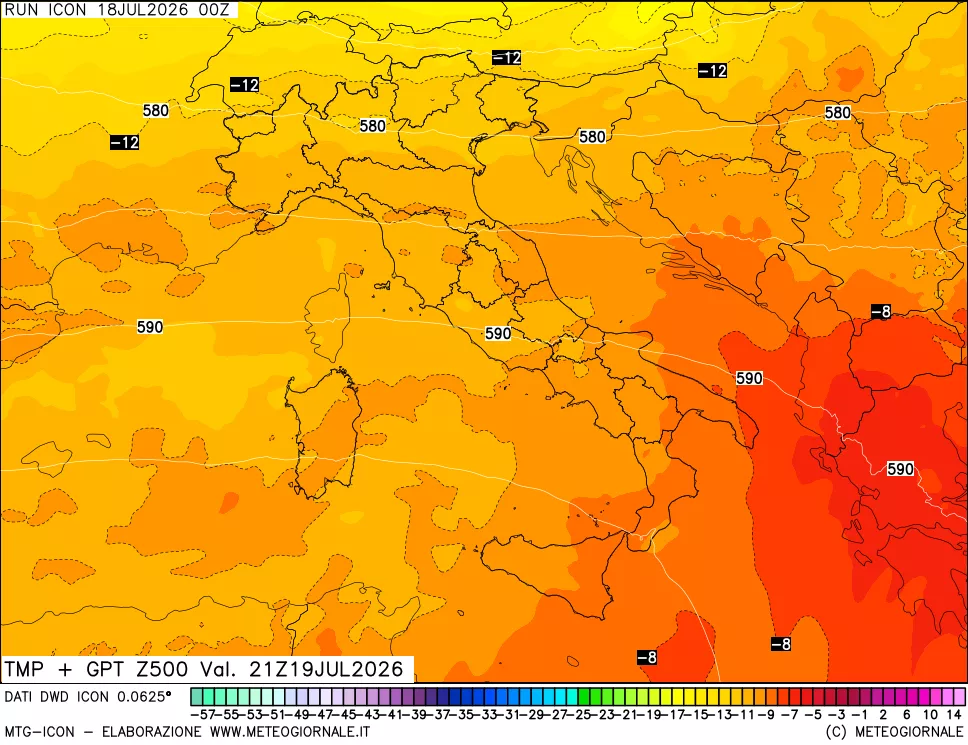 mappa 500 hPa Temp + GPT