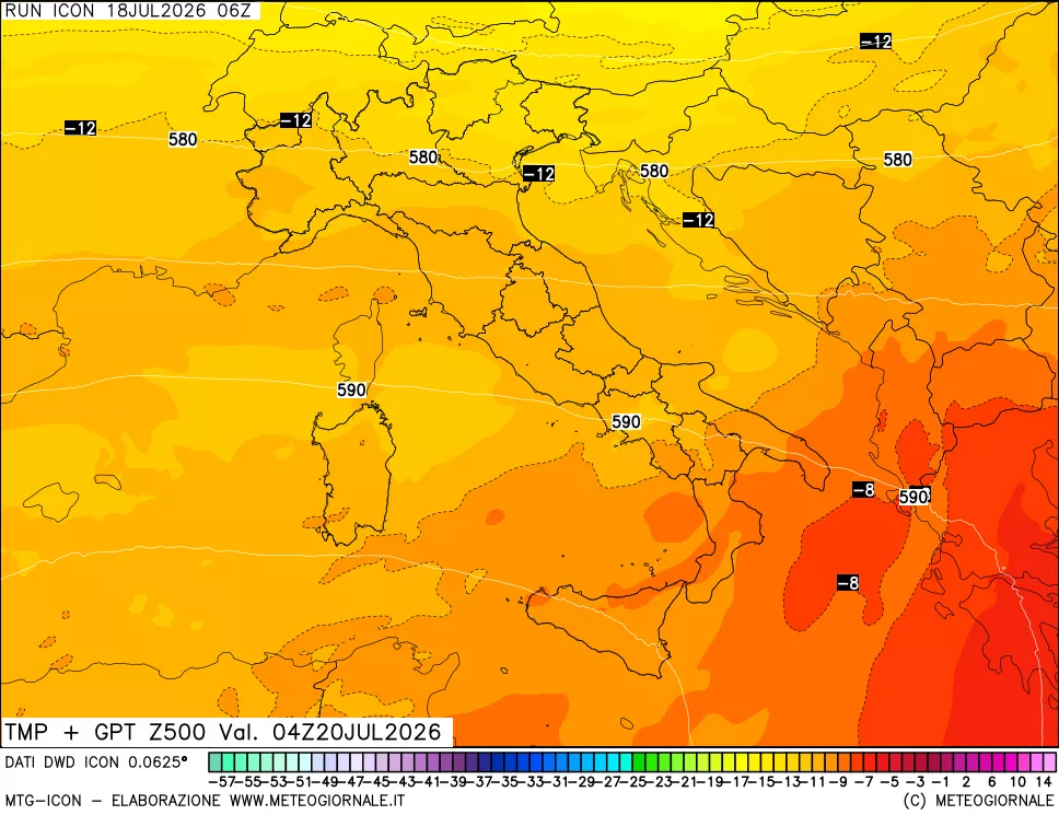 mappa 500 hPa Temp + GPT