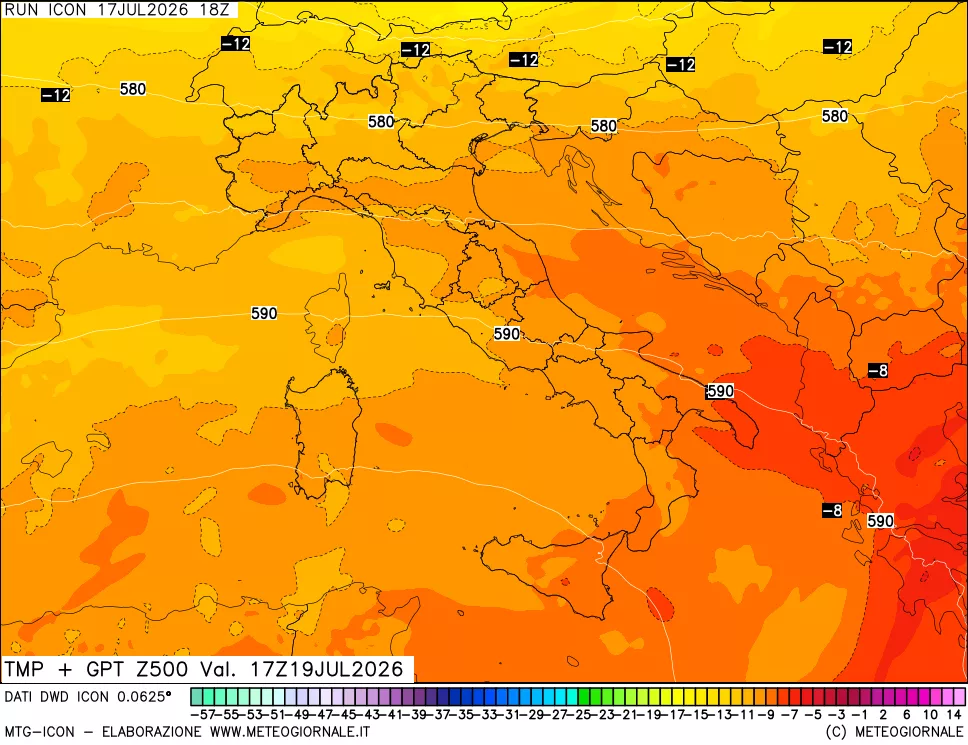 mappa 500 hPa Temp + GPT